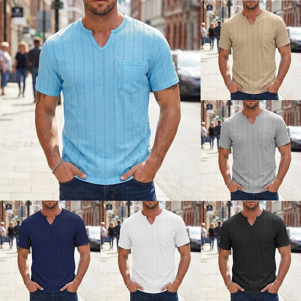 Men's Spring Summer T Shirt with Breathable Fabric and Casual Plaid Aesthetic