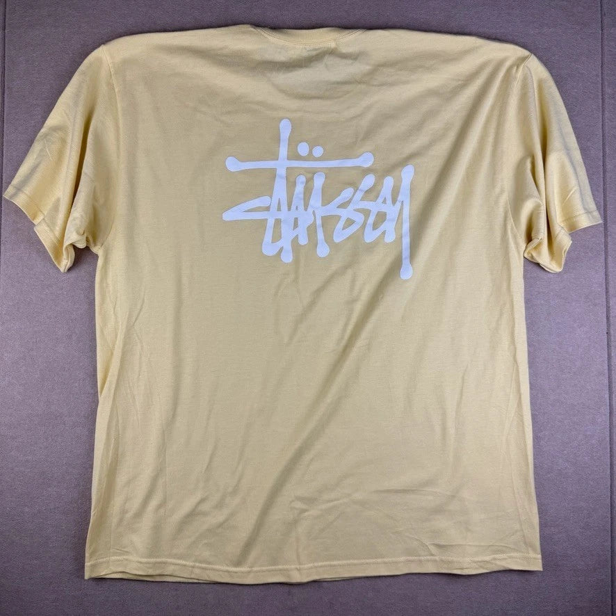 Stussy Shirt Mens XL Light Yellow Streetwear Skateboard Surf Graphic Tee