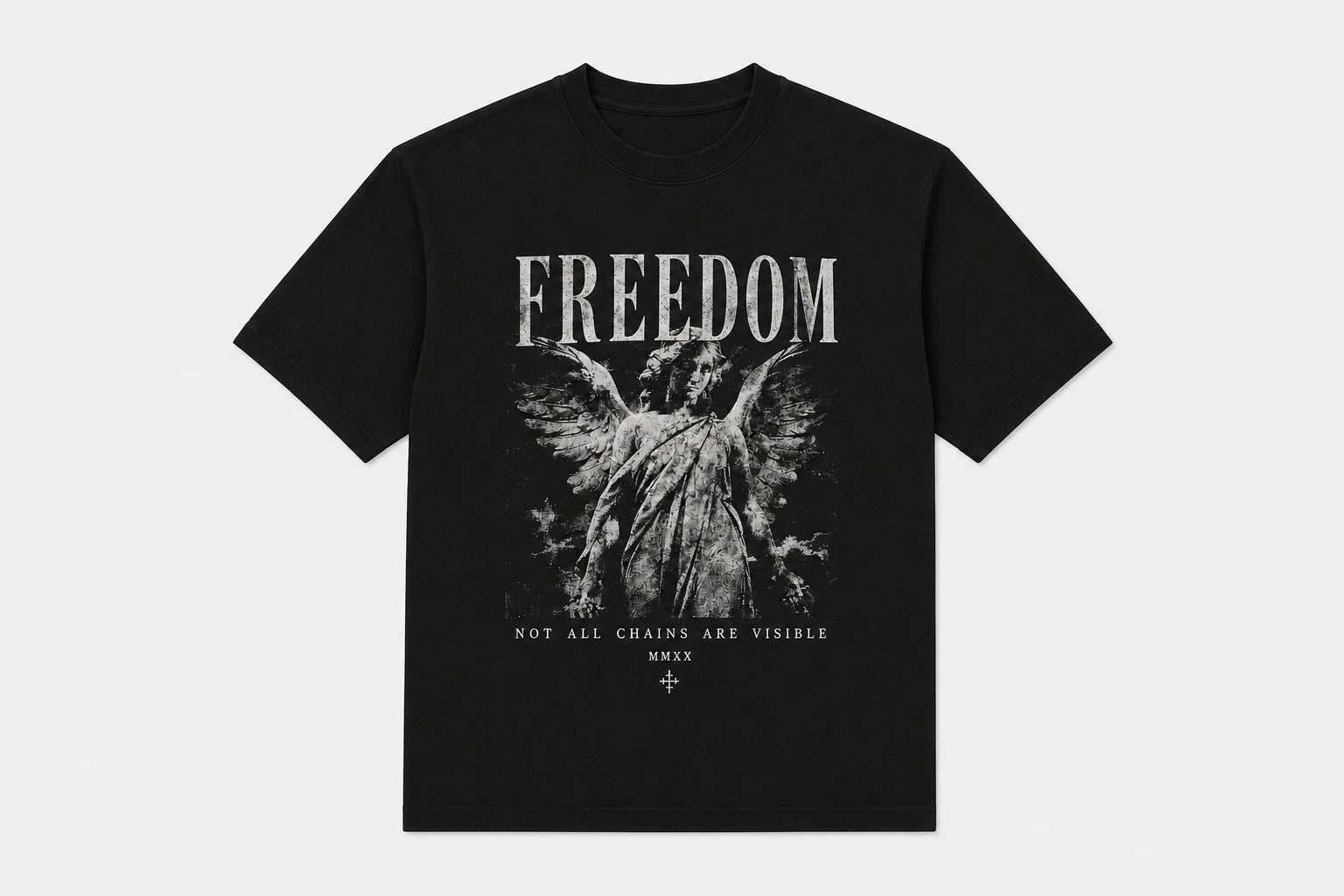 Freedom Angel Statue T-Shirt Dark Aesthetic Graphic Tee Vintage Black UK