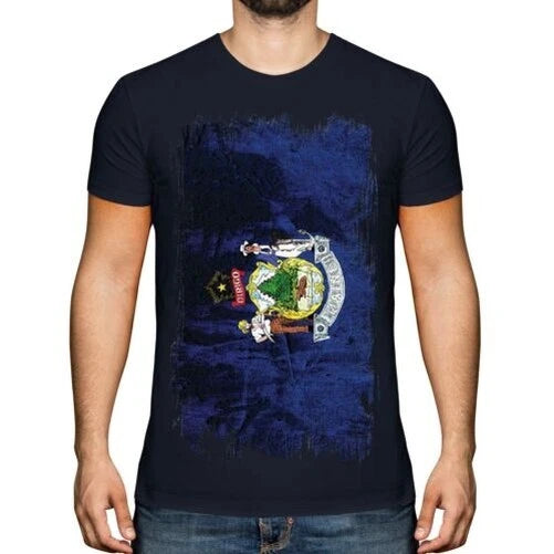 Maine State Grunge Flag Mens T-Shirt Maine Shirt Jersey Gift
