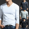 Active Men's V Neck Slim Blouse Long Sleeves Muscle Tee for a Stylish Look