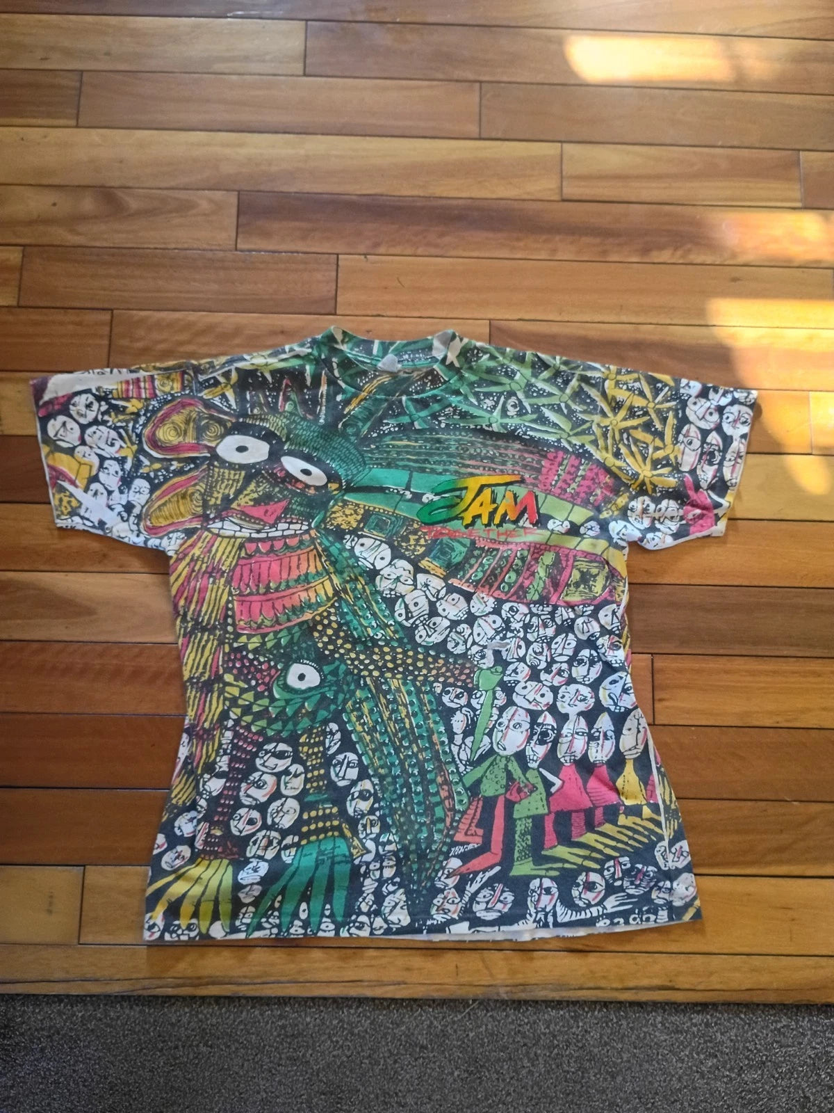 Vintage 90's AOP Jam Together Reggae Art shirt Large Single Stich All Over Print