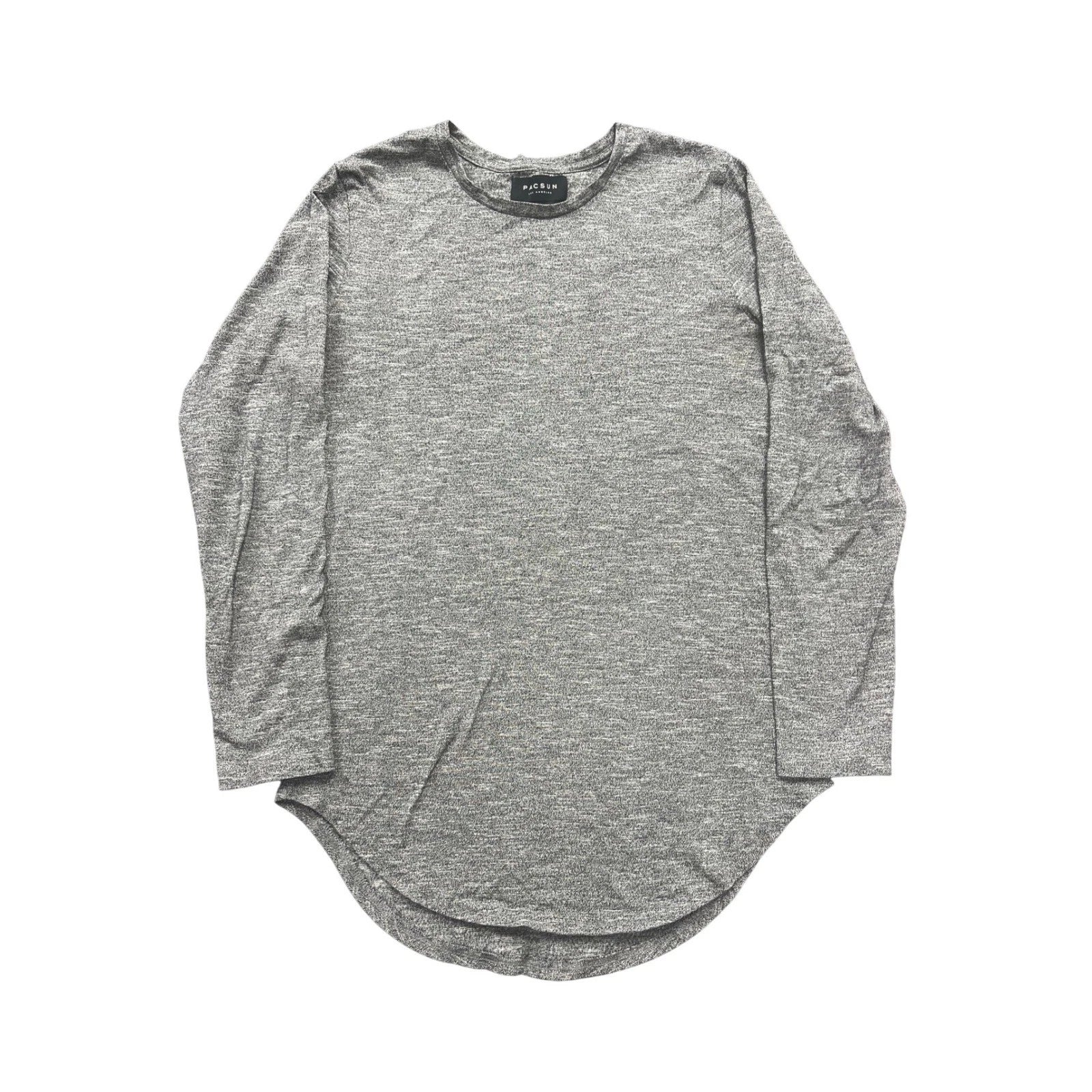 PacSun Long Sleeve Tee Mens Medium Grey Marled Curved Hem Longer Fit Streetwear