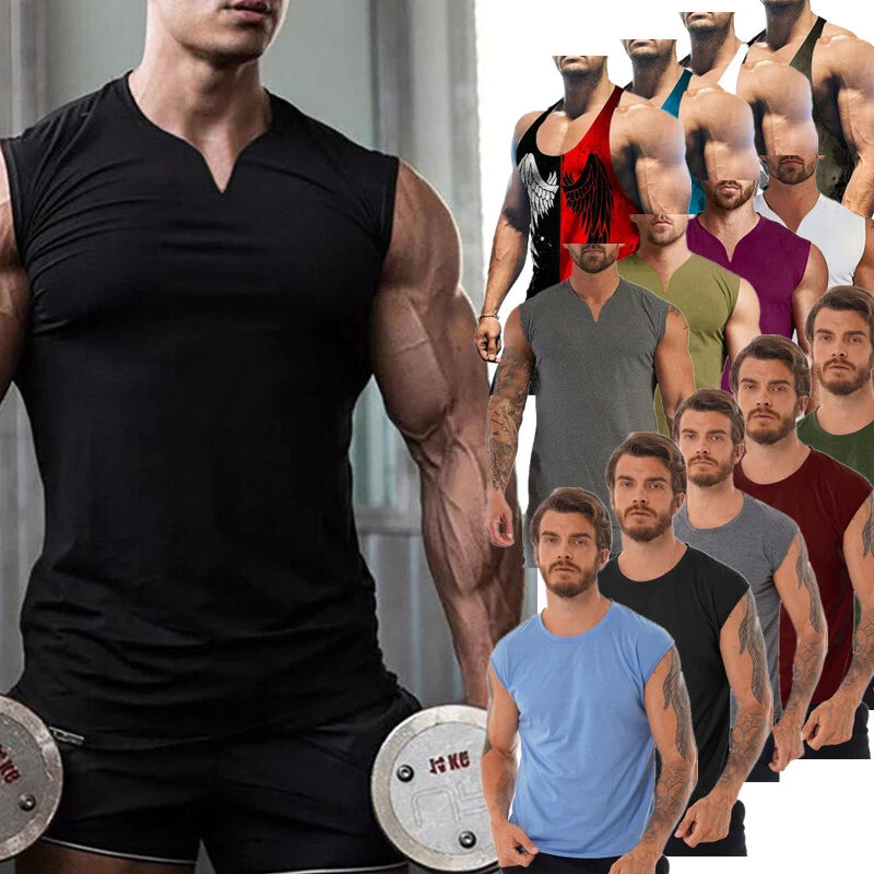 Mens Sleeveless Gym Muscle Vest Workout Tank Tops Bodybuilding Fitness T-shirt