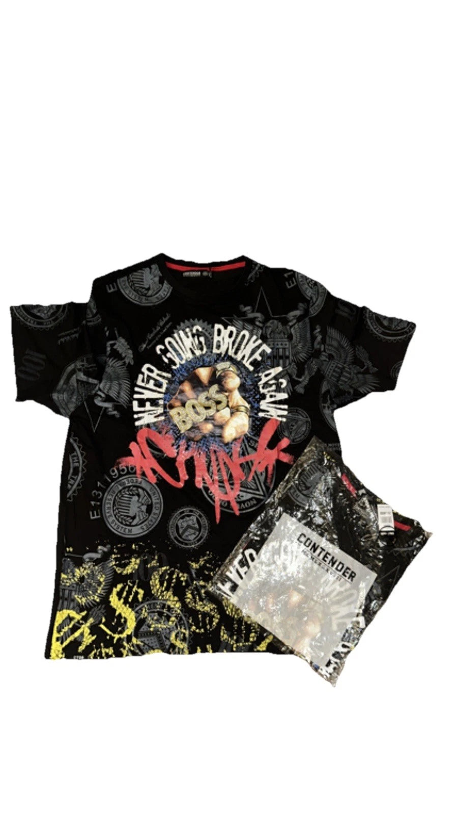 Contender Mens Graphic T-Shirt “Never Going Broke Again”  3XL (2 ESS)