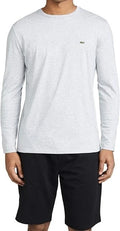 Lacoste Men's Long Sleeve Jersey Pima Crewneck T-Shirt, Heather Gray, S