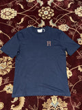 Hermes Designer Navy Blue Embroidered Logo H Cheval Cotton T-Shirt Size Medium