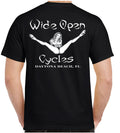 Wide Open Cycles Motorcycle Humor Funny Sexy Stripper Biker T-Shirt no Harley
