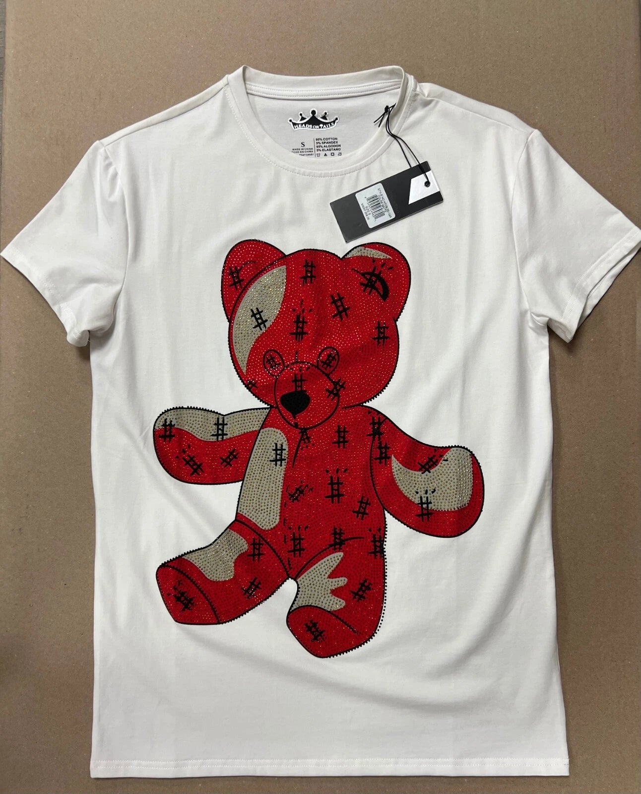 Men's Designer Rhinestone Graphic Teddy Bear T-Shirt