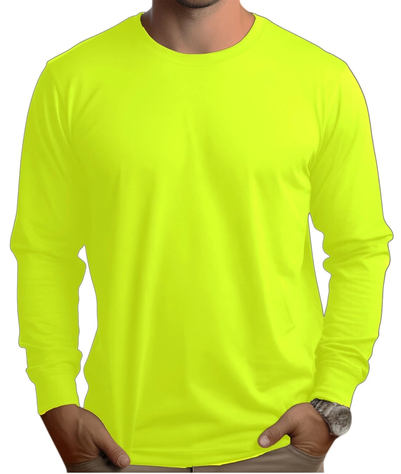 DRI-FIT Long Sleeve T-Shirts, UPF 50+ Sun Protection Shirt Safety Green