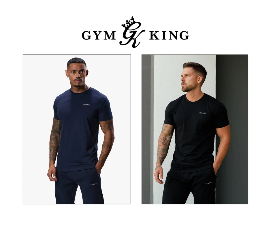 Gym King Mens Fundamental Linear Tee Crew Neck T Shirt SS Cotton Sports Top BNWT