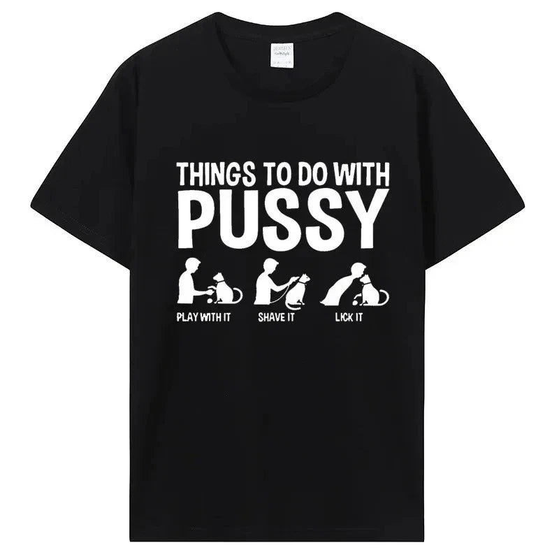 Unisex T-shirt with cute kitten print, a fun gift for cat lovers, sizes S-5XL.