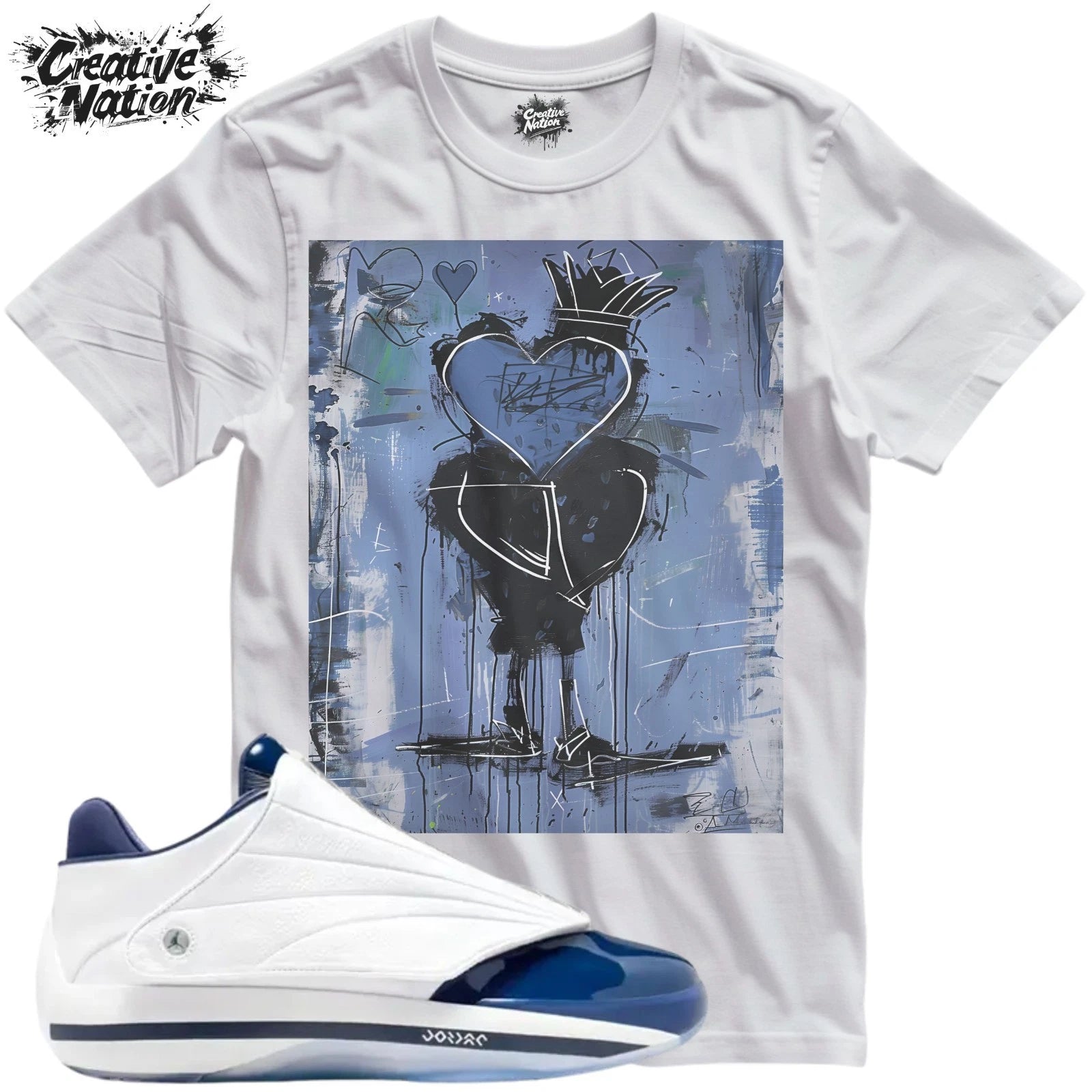Shirt To Match 40-16 Midnight Navy Unisex Tee Sneaker Shirt Heart Shirt