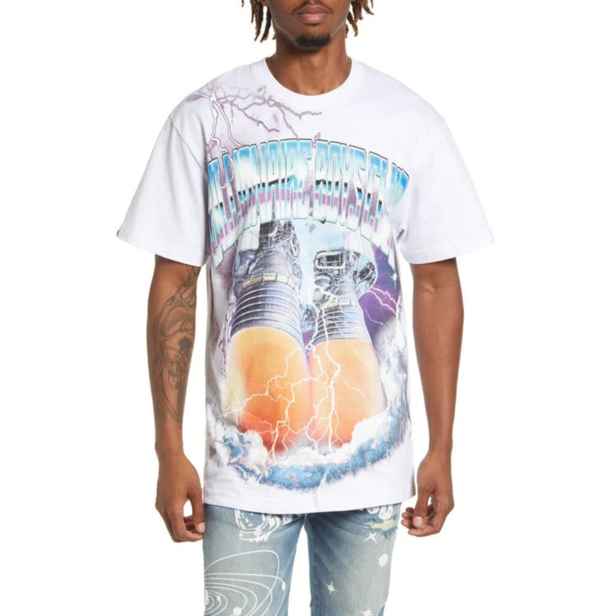 Billionaire Boys Club Thrusters T-Shirt Men's White Graphic Oversized FROG437