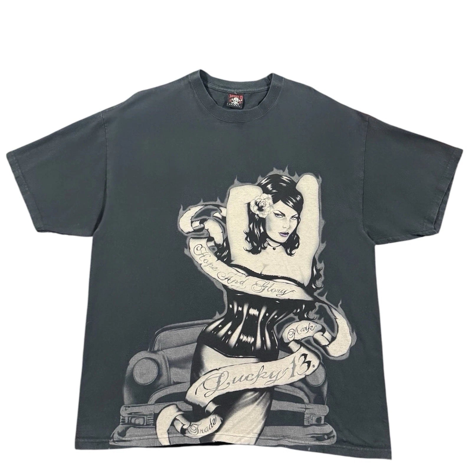 Vintage 2000s Lucky 13 Biker Babe Grunge T Shirt Size XL