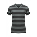 Kenneth Cole Reaction Men's Gray Black Cotton V-Neck Striped T-Shirt Size L