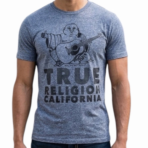 $89  TRUE RELIGION Indigo CALIFORNIA BUDDHA Short Sleeve Graphic T-shirt NWT