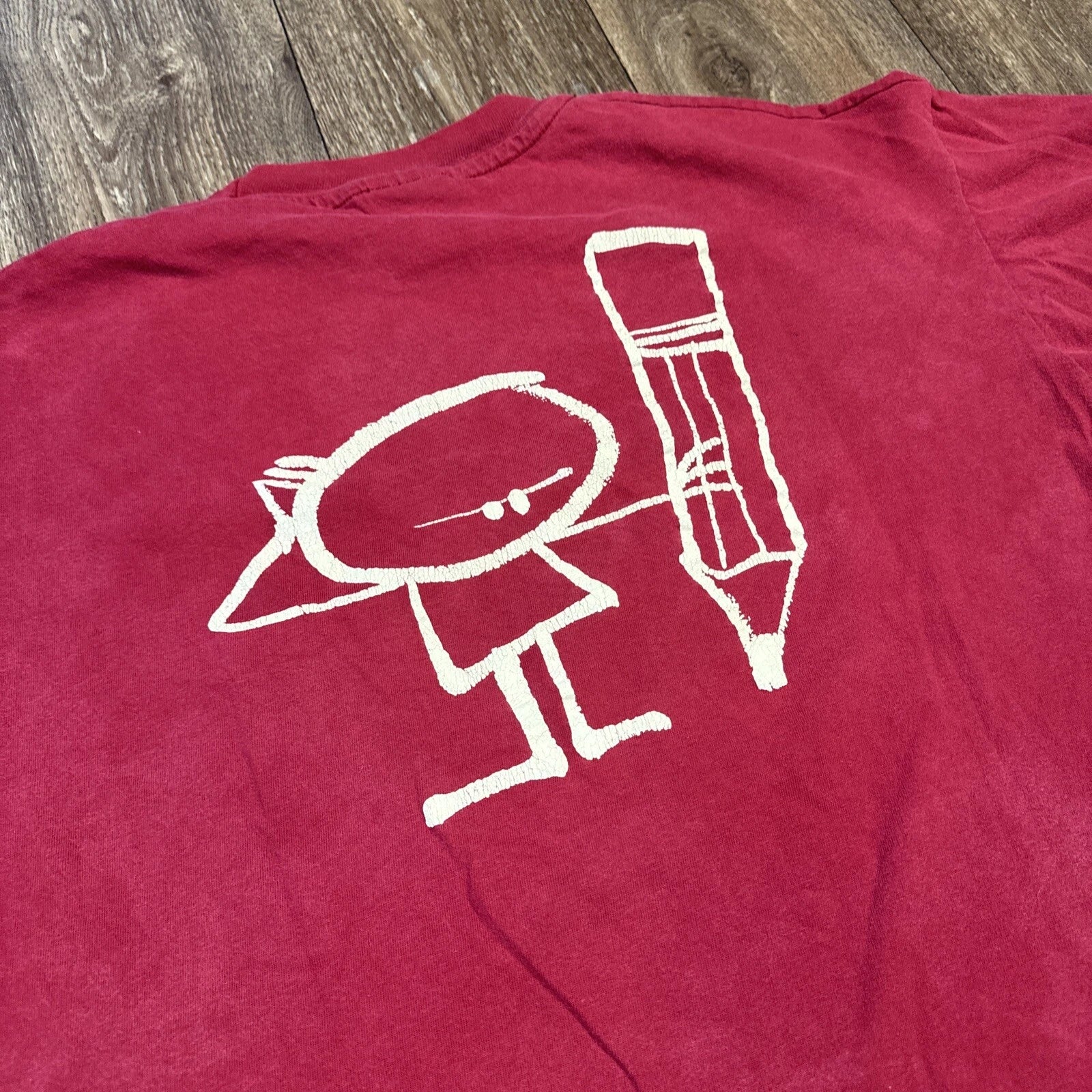 Vintage 1995 Duke University Creative Writers Workshop Red Art T-Shirt XL