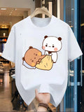 Men Bubu Dudu Panda Bear Cute Kawaii Graphic T-Shirt Cotton Short Sleeve Tee
