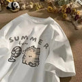 Fan Cat and Women Pure T-Shirt for Men American Street Creative Blow Summer Rela