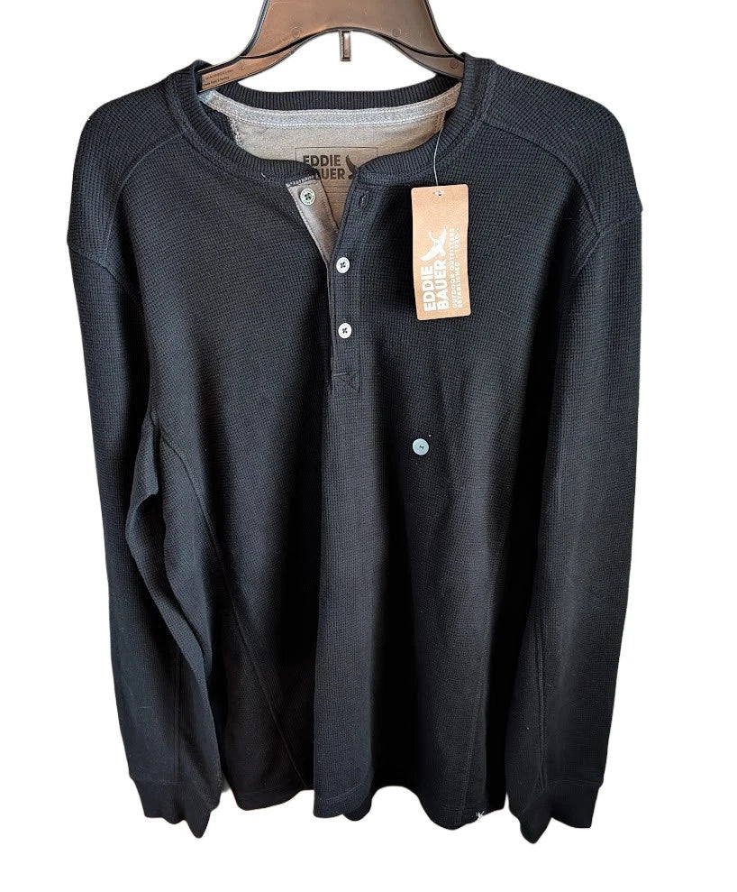 Eddie Bauer Men’s Ultrasoft Thermal Henley Black (Size Medium)