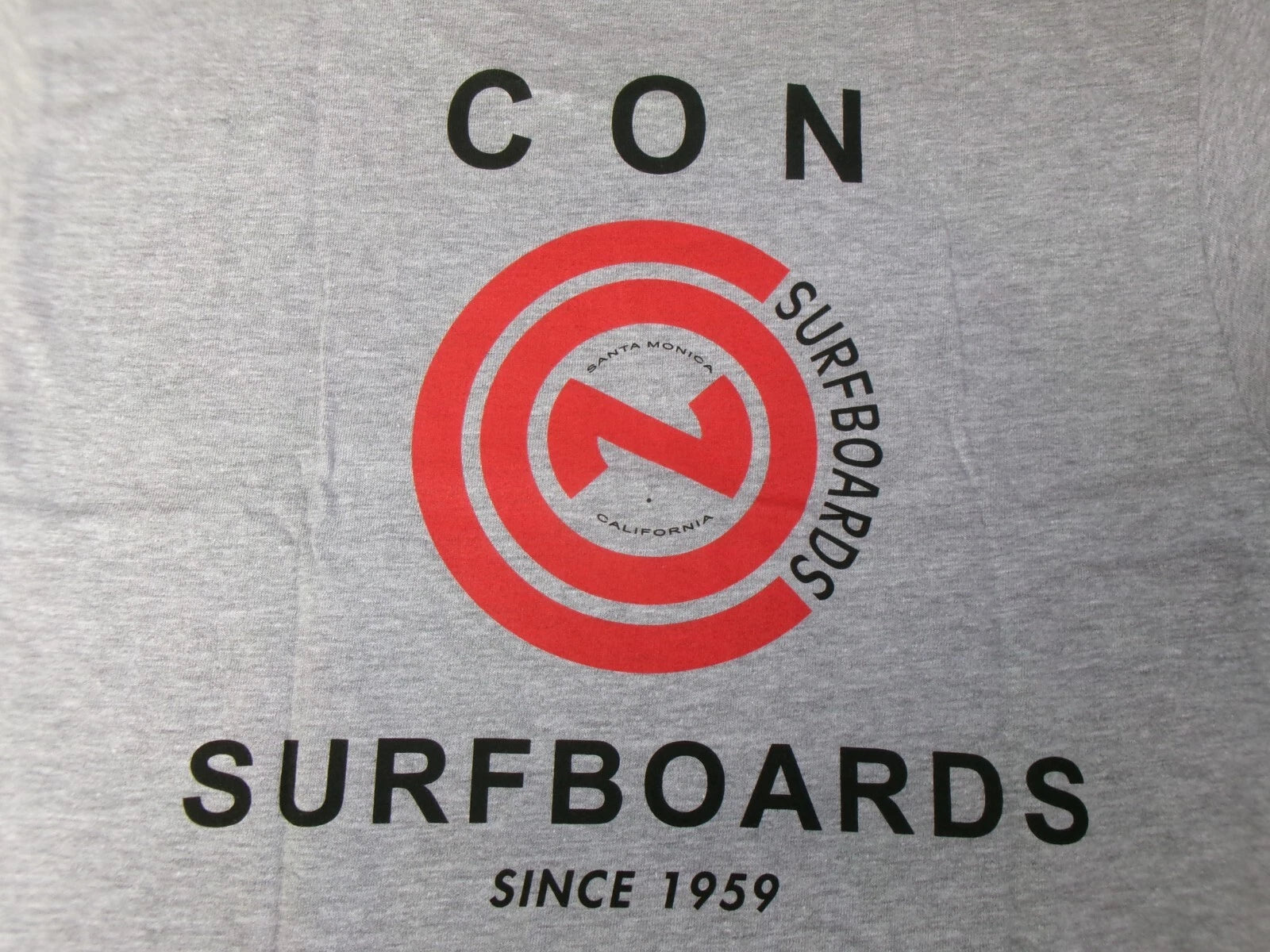 CON SURFBOARDS SANTA  MONICA, CALIFORNIA SINCE1959 CLOSE OUT SALE T-SHIRT. NEW!