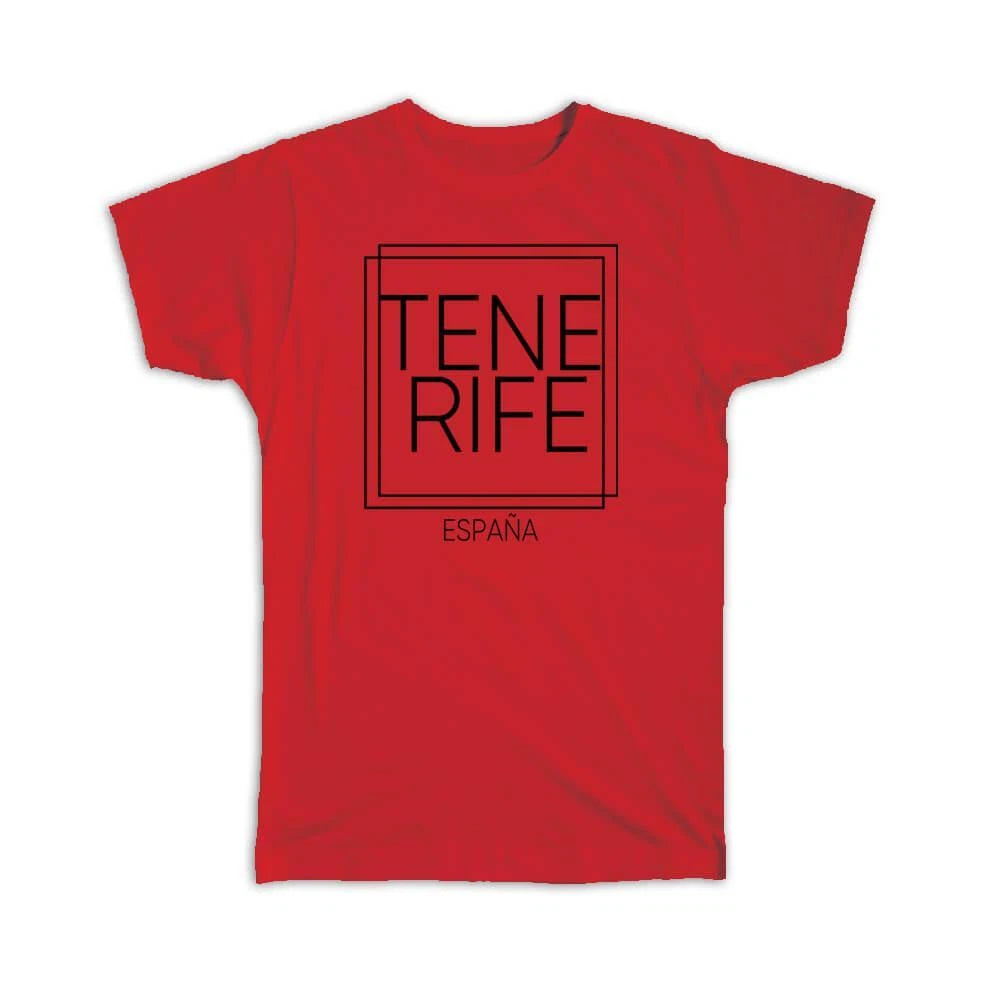 Gift T-Shirt : TENERIFE Spain Square Modern Minimalist Font