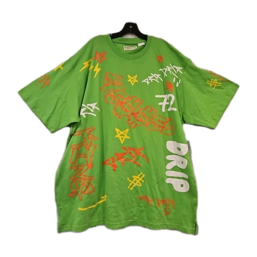 Forward Denim Graffiti T Shirt Green 4XL Mens Cool Funky Wearable Art  EUC!