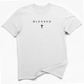Blessed Christian T-Shirt Cross Minimalist Faith Tee Black Shirt