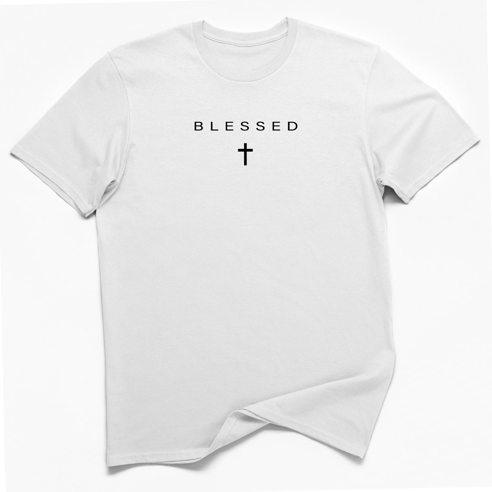 Blessed Christian T-Shirt Cross Minimalist Faith Tee Black Shirt