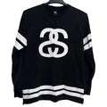 Stussy Long Sleeve Striped Shirt Mens Large Crewneck Streetwear Black White RARE