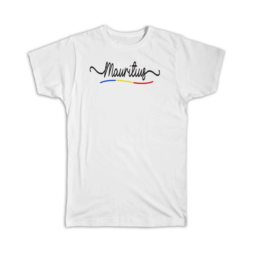 Gift T-Shirt : Mauritius Flag Colors Mauritian Travel Expat Country Minimalist