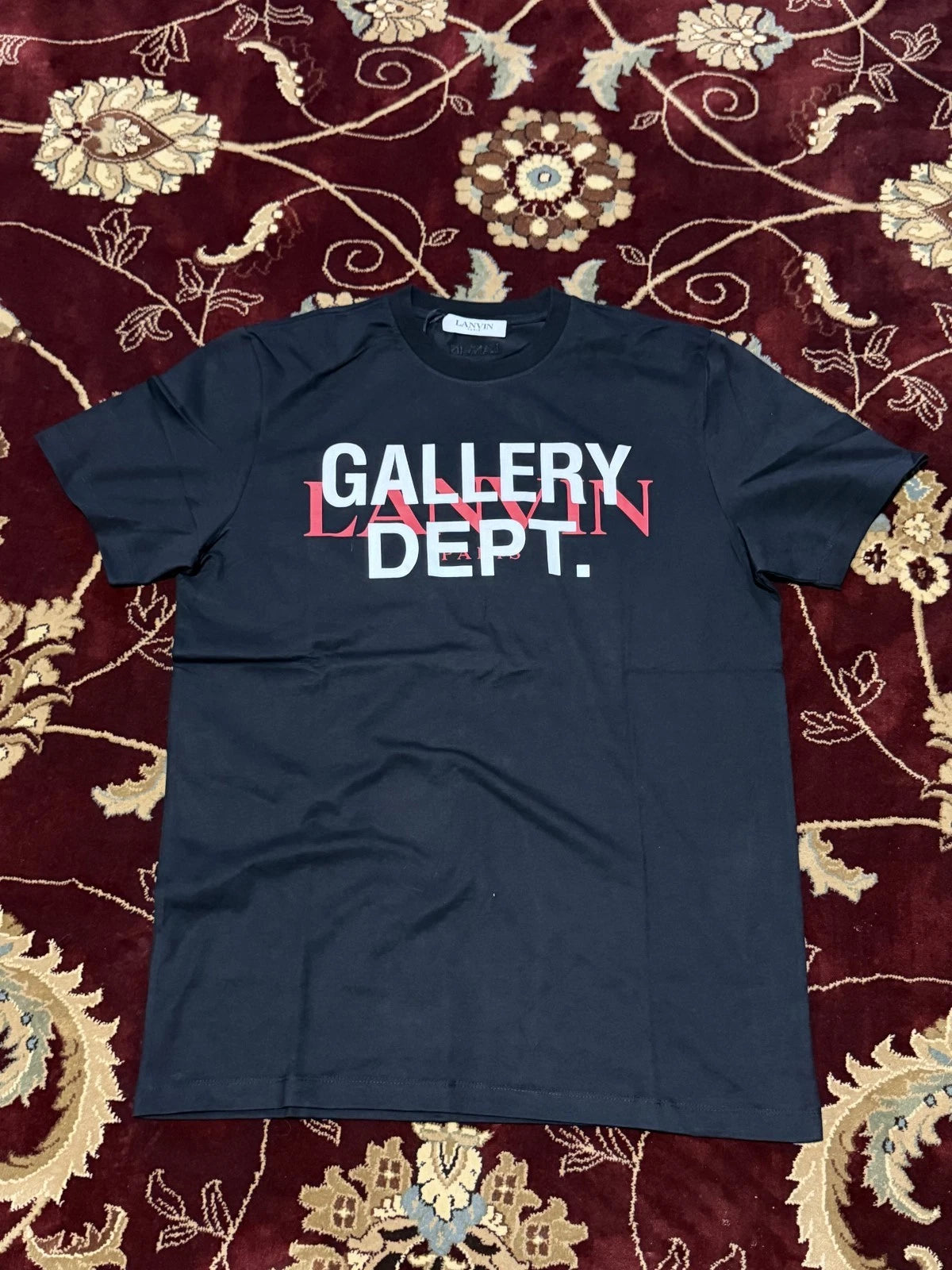 Gallery Dept Lanvin Designer Cotton T-Shirt Italy Embroider Logo Black Size XL