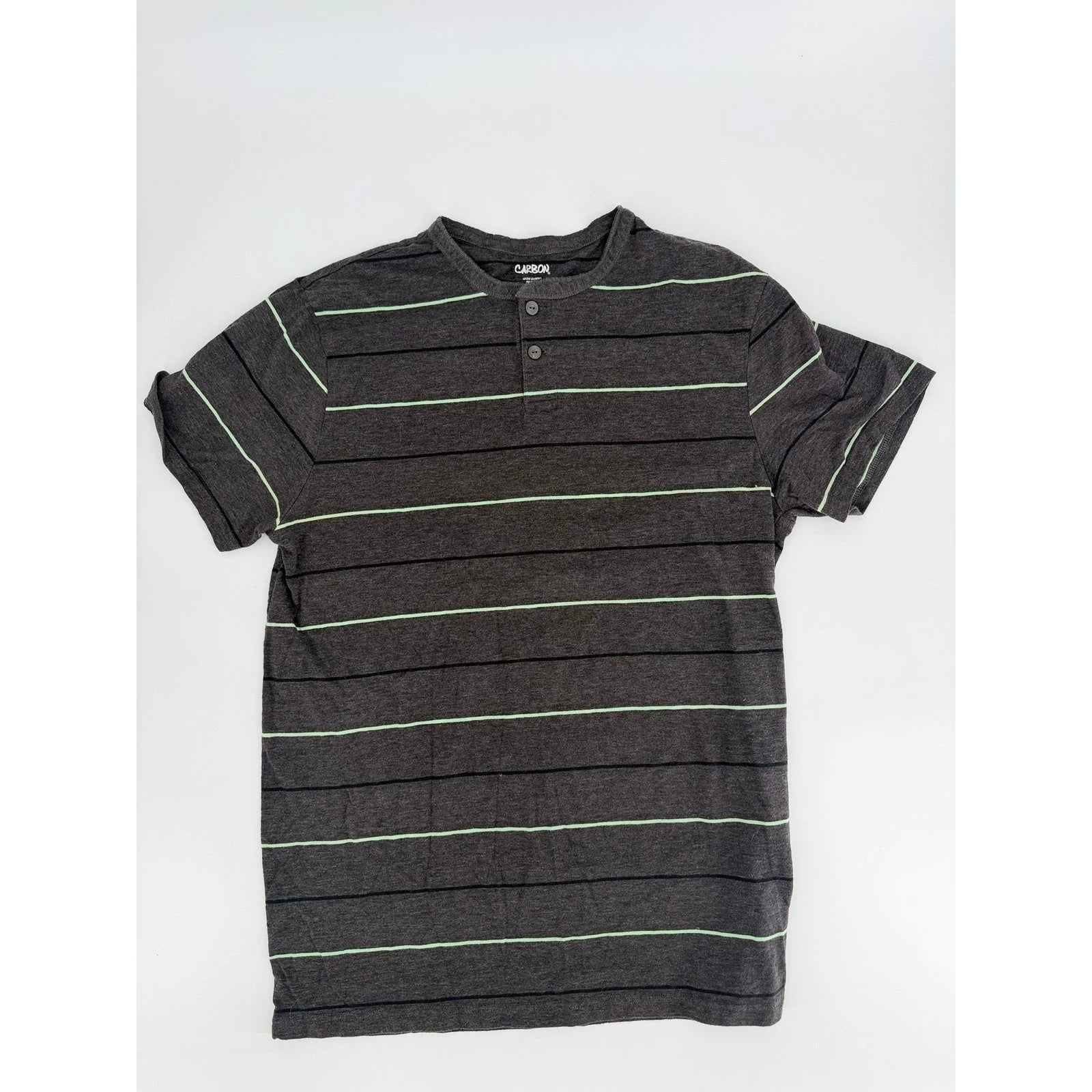 Carbon Men's Gray & Green Striped Henley T-Shirt - XL