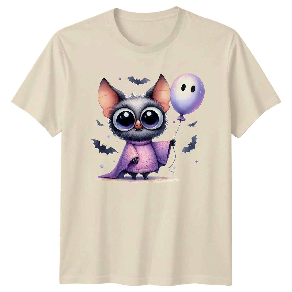 Cute Bat Ghost Balloon Halloween Holidays Men Womens Graphic Tee