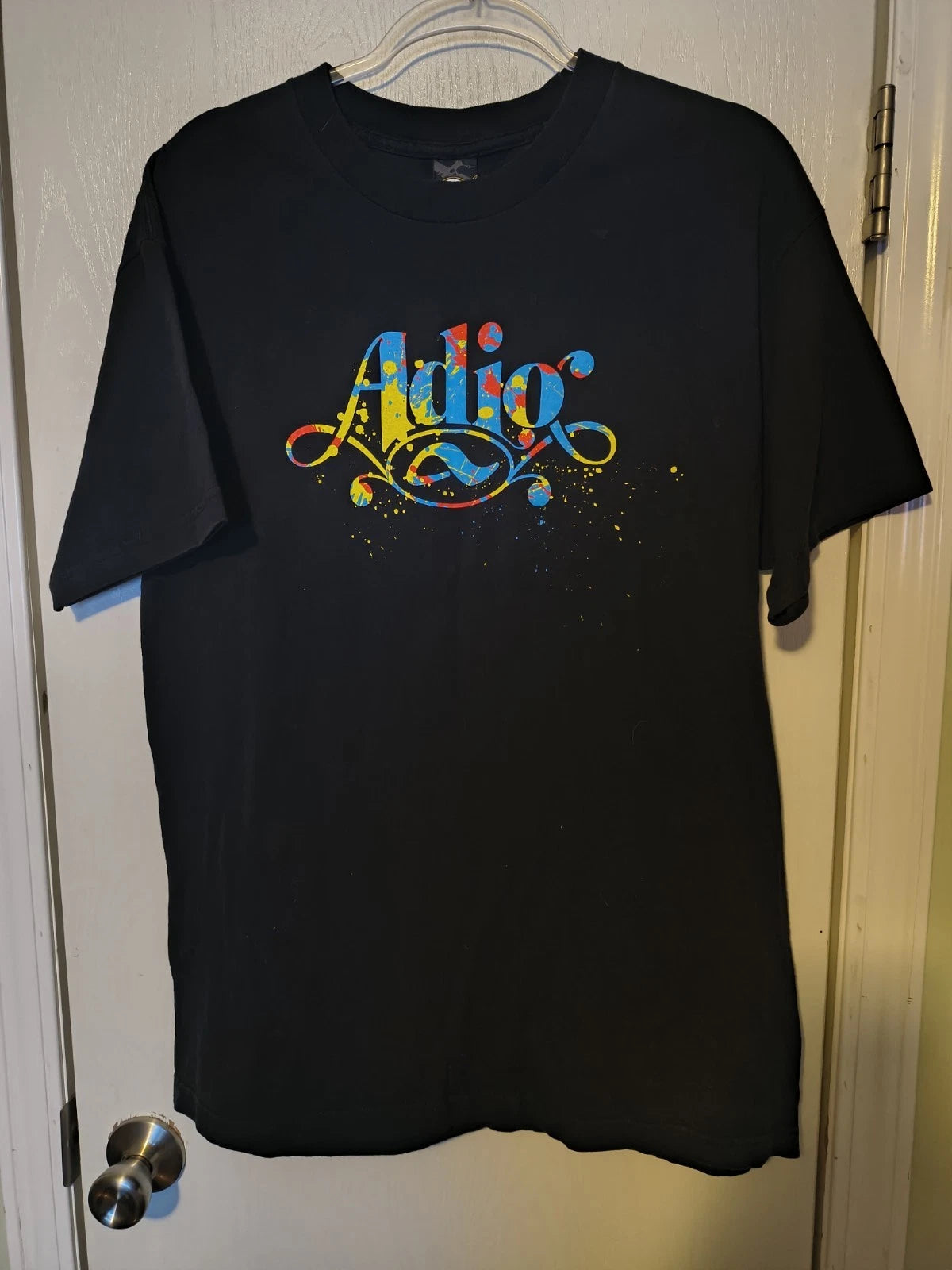 vintage y2k 2000s adio footwear skate tshirt Black Colorful Logo emo grunge goth