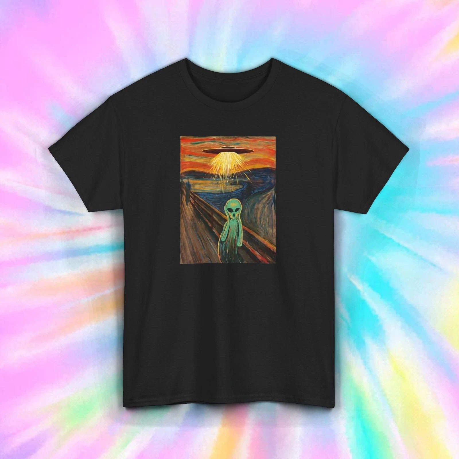 Alien Scream T-Shirt S-5XL UFO Funny Sci-Fi Horror Art Lovers Gift Tee