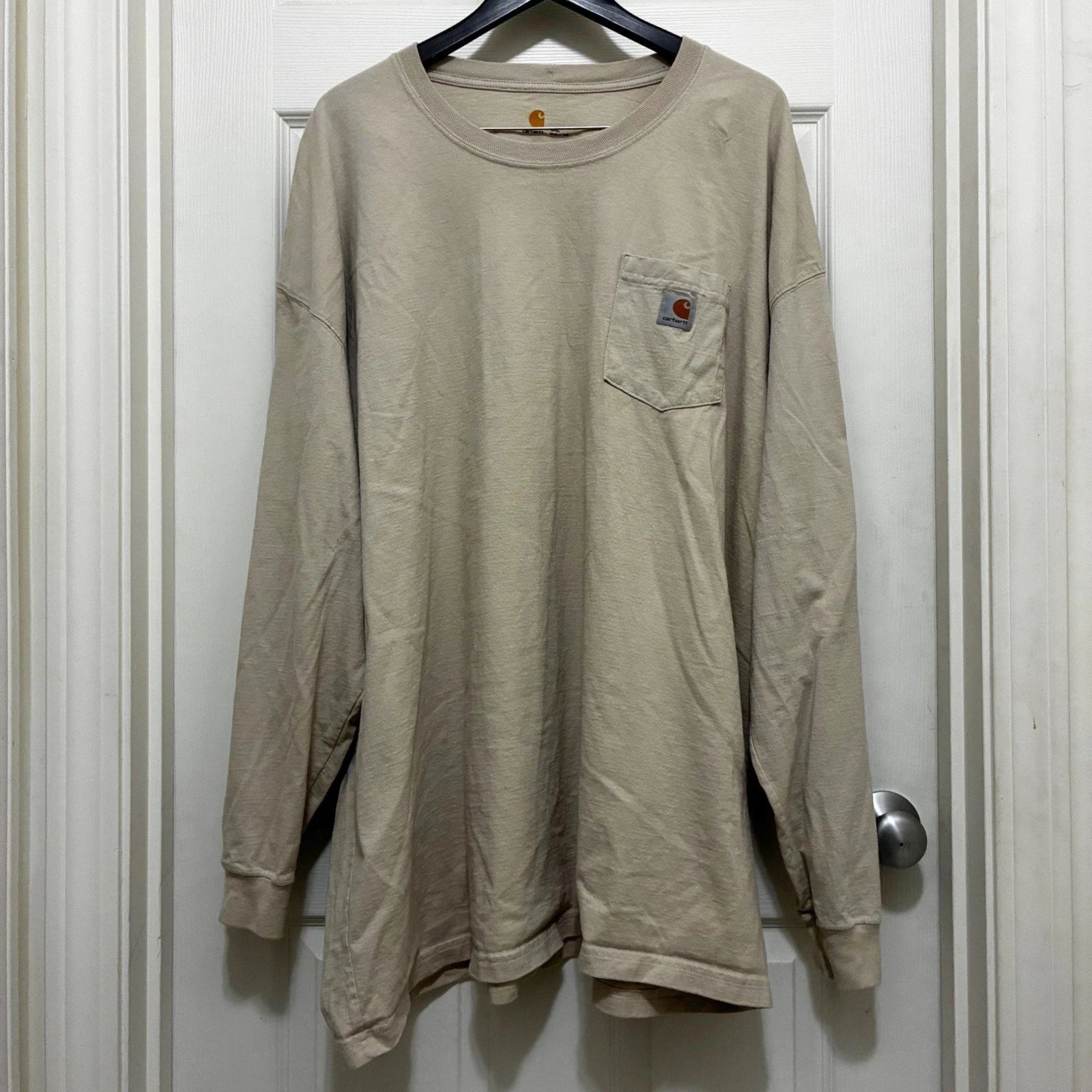 Carhartt Long Sleeve Pocket T-Shirt Sand Tan 4XL Crewneck Pullover Original Fit