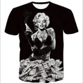 T shirt L monochrome Marilyn men s print ladies cool street short sleeve stylish