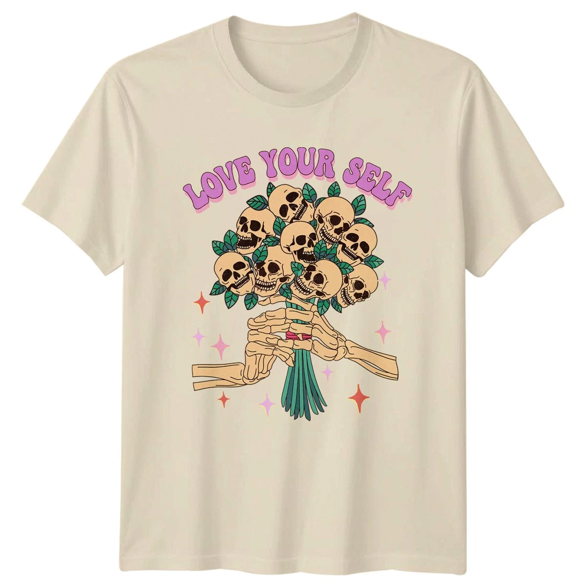 Love Your Self Womens T-Shirt Skeleton Aesthetic Mental Health Mothers Day