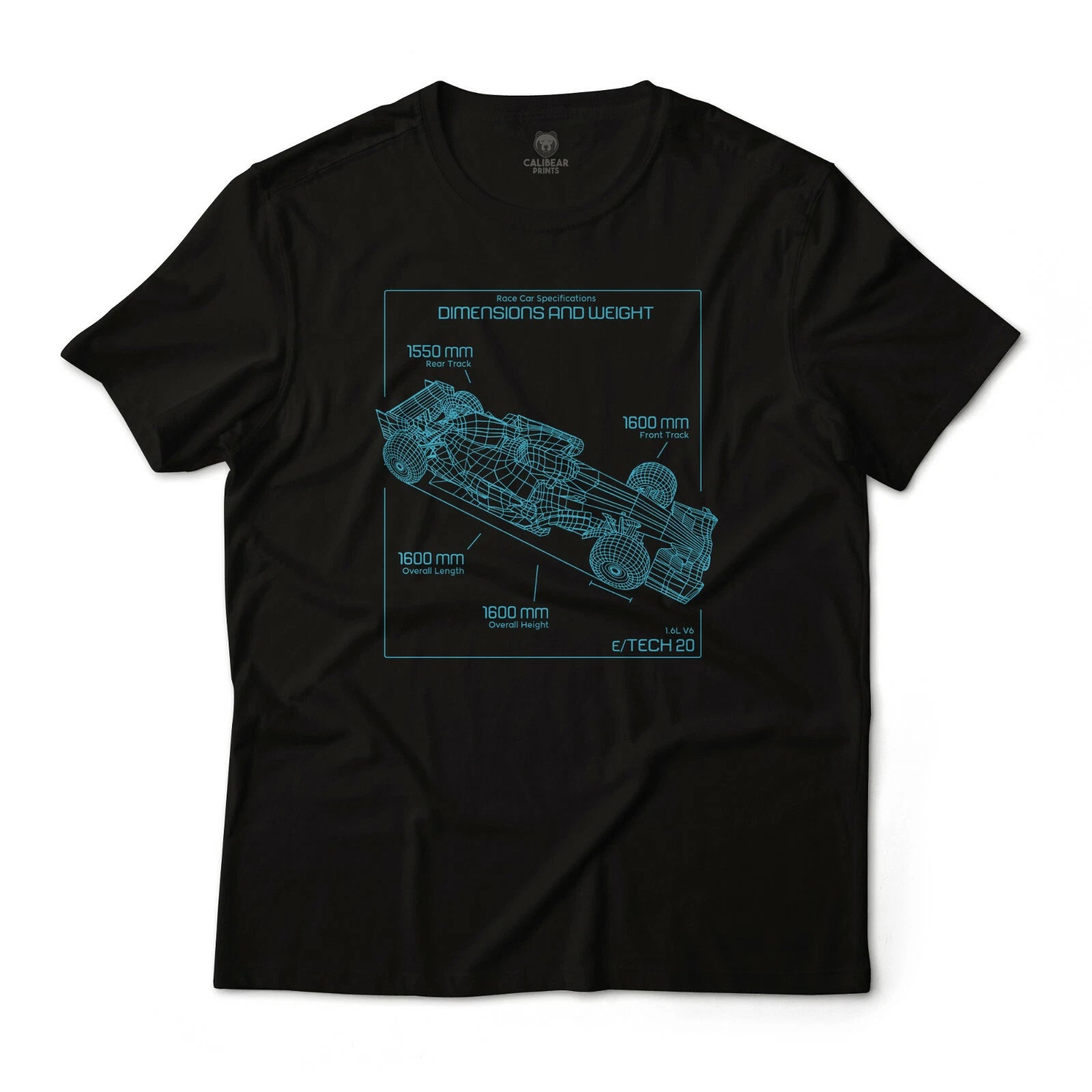 F1 Race Car Blueprint Minimalistic Graphic Art T-Shirt Unisex 100% Cotton Tee