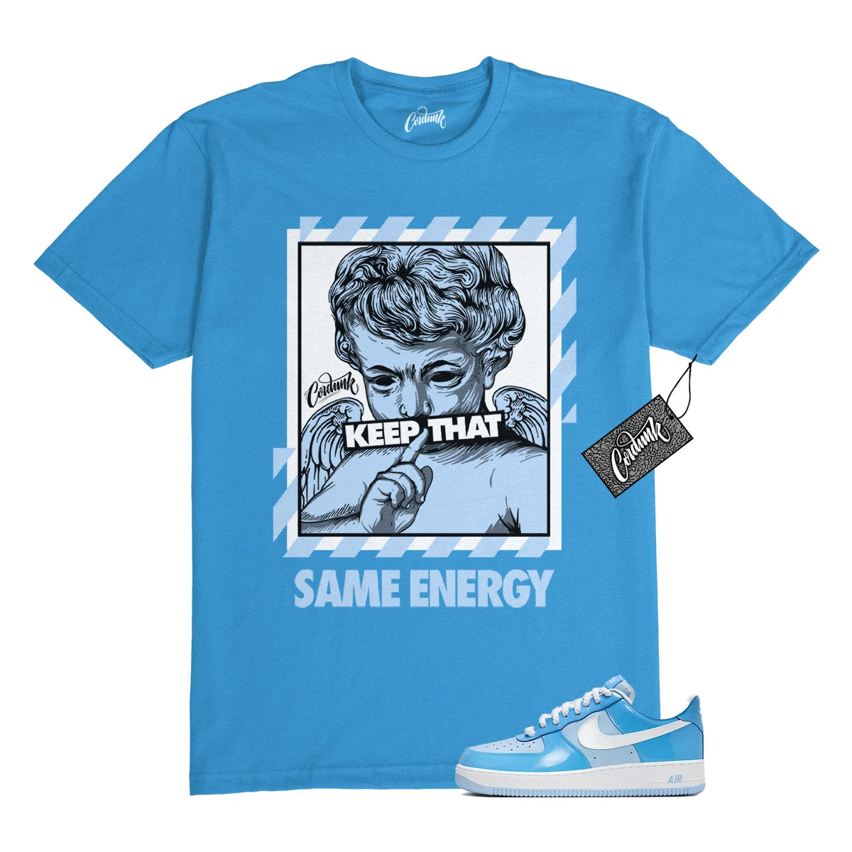 Air Force 1 Psychic Blue University Patent White LV8 T Shirt to Match ENERGY