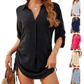 Soft and Comfortable Beach Shirt V Neck Half Sleeve Drawstring Swimsuit Coverup