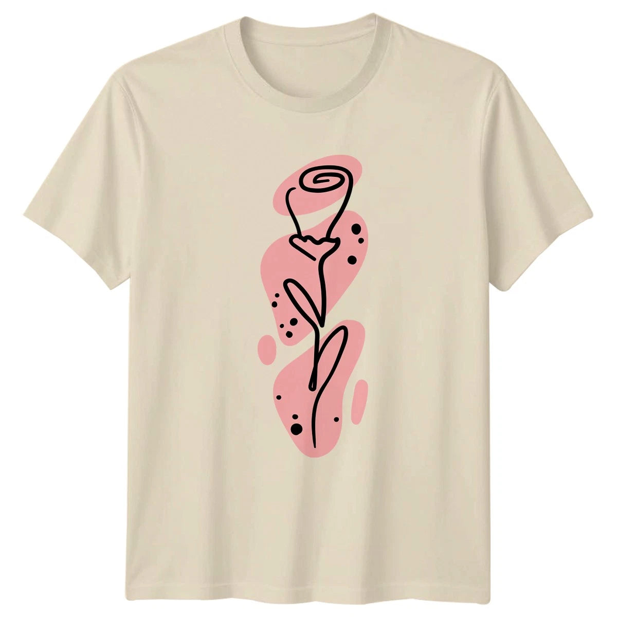 Minimalist Rose Line Art T-Shirt Abstract Floral Botanical Design Birthday Gift