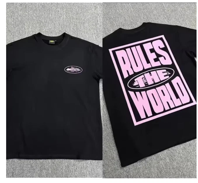 Corteiz Rules The World T Shirt Size s-xxl  Large Black Short Sleeve Streetwear