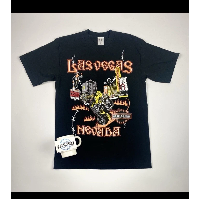 Warren Lotas Las Vegas Nevada Graphic Print Black Crewneck T-Shirt Mens S