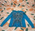 Affliction Raw State Thermal Shirt Men's Small Blue Wings Cross Cyber Grunge