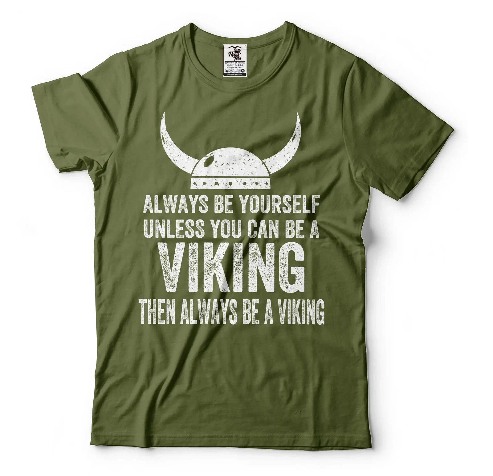 Men's Funny Always be a Viking T-shirt Birthday Tee Helmber Skull Tee Shirt