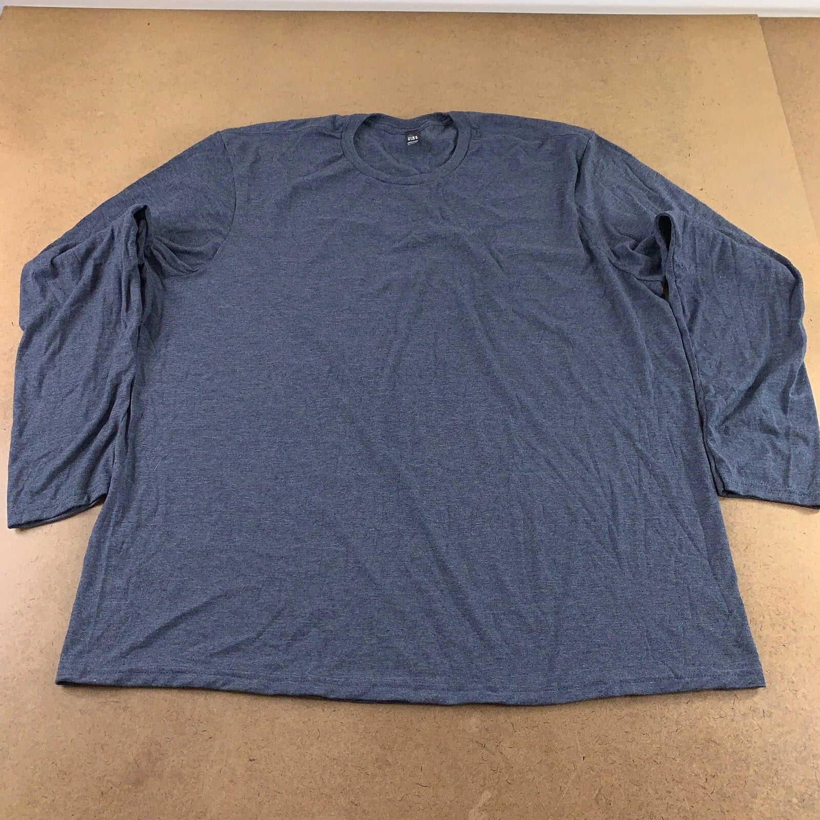 District Men's 4XL Navy Heather Lightweight Long Sleeve Crew Neck T-Shirt New
