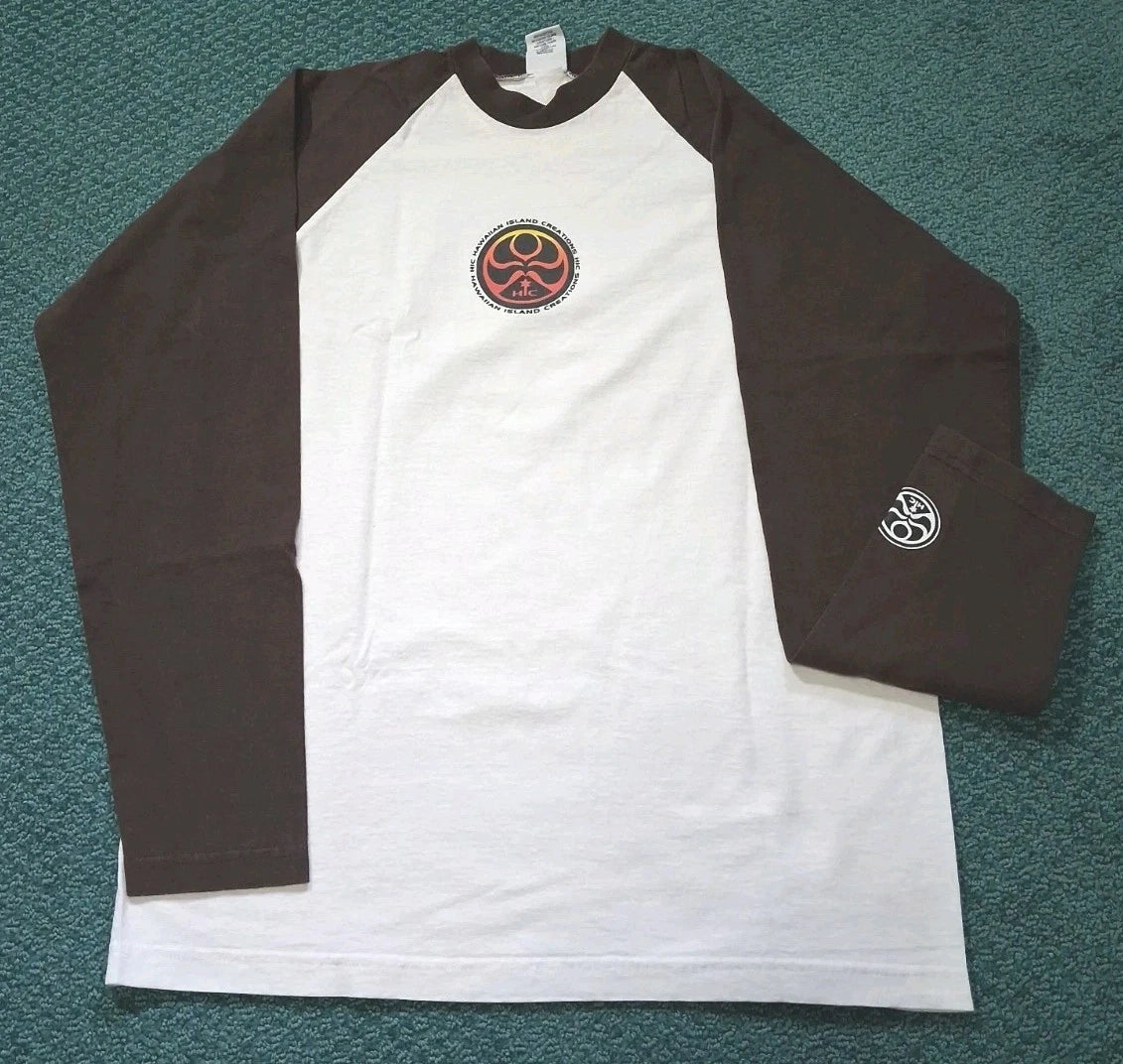 HIC Hawaiian Island Creations Long Sleeve T Shirt Brown/White Large